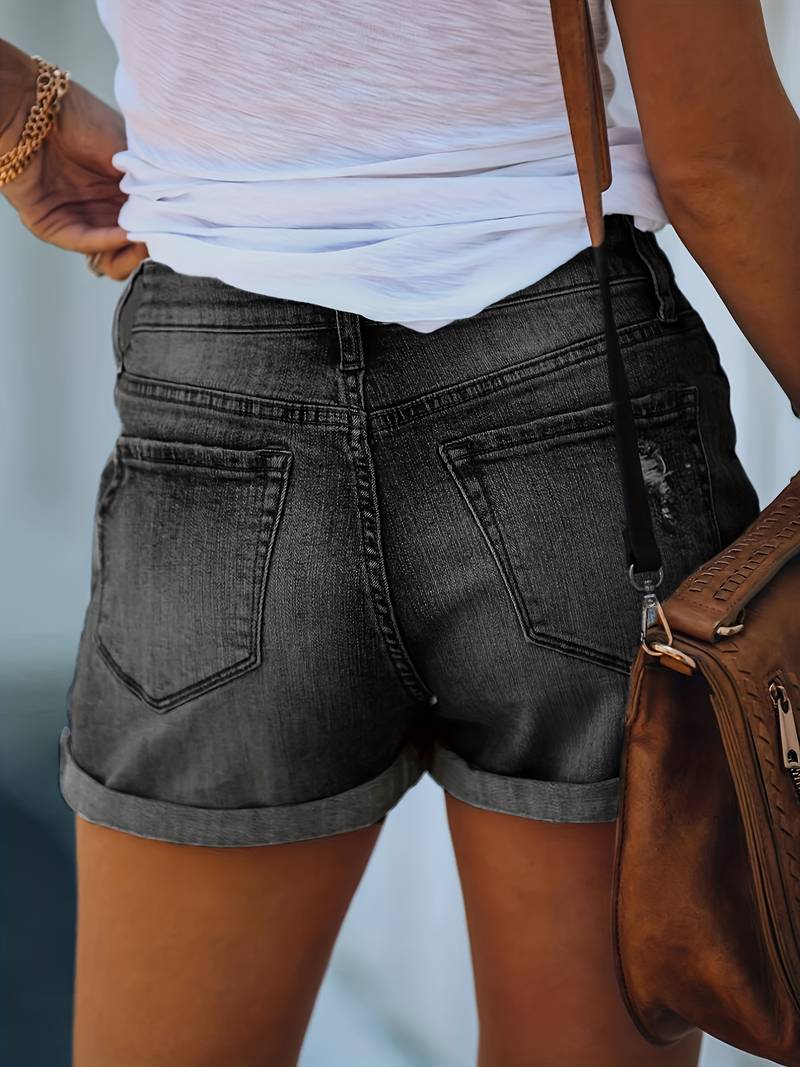 vår/sommer ribbede denimshorts