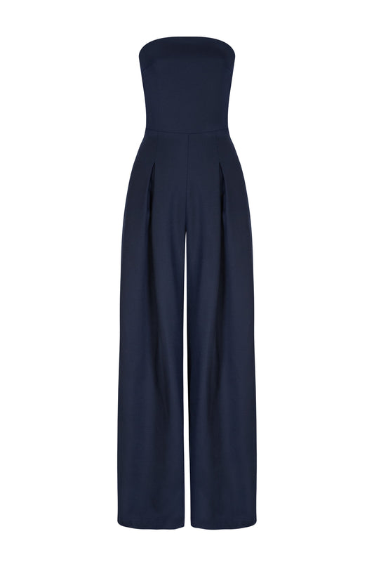 Stroppeløs blå jumpsuit