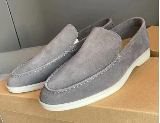 Casual loafers i semsket skinn for menn