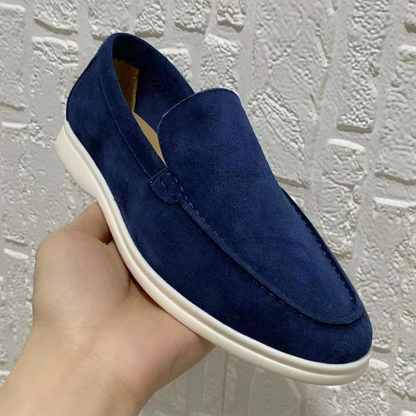 Casual loafers i semsket skinn for menn