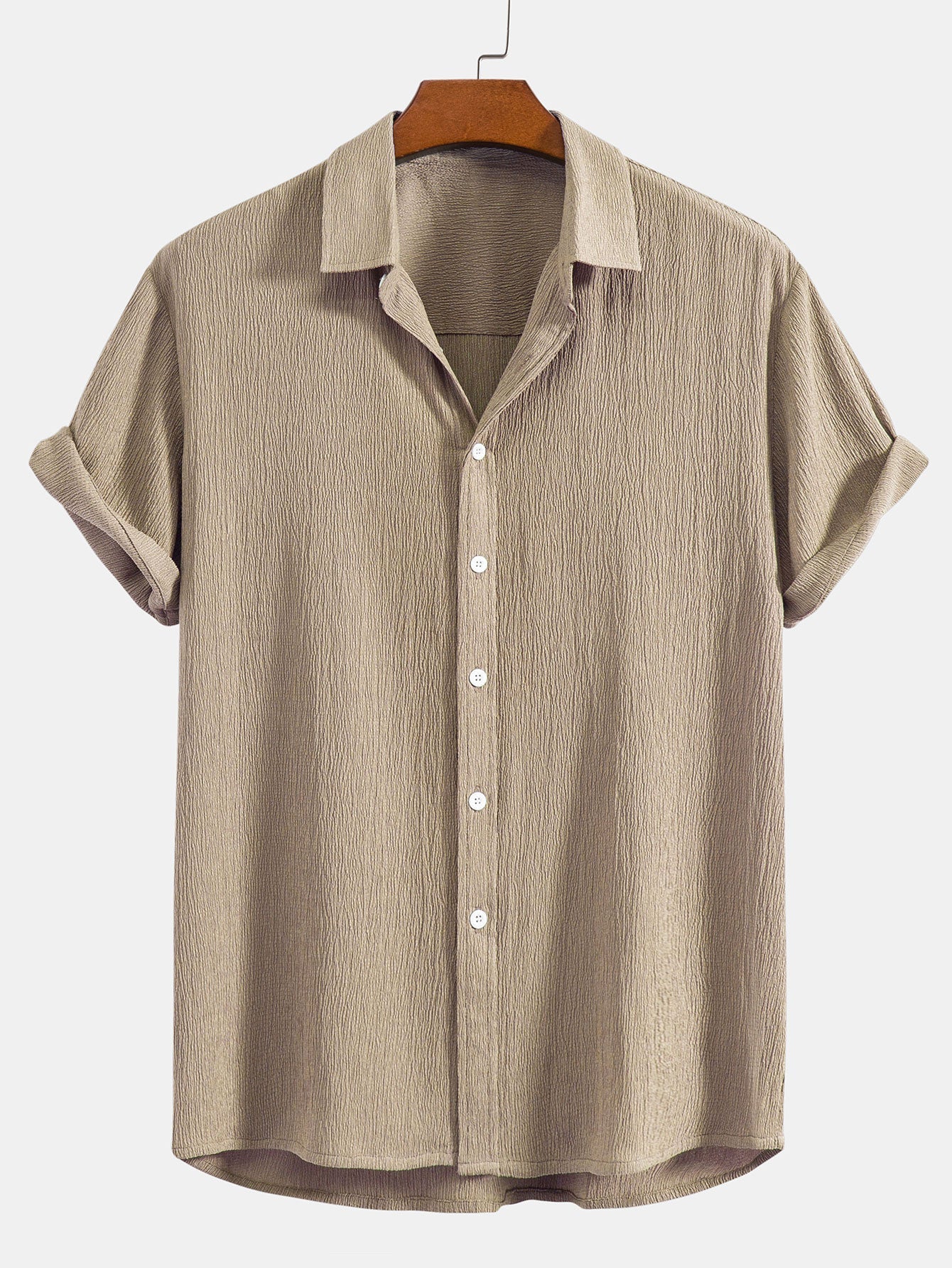 Wrinkled Textured Button Up Shirt