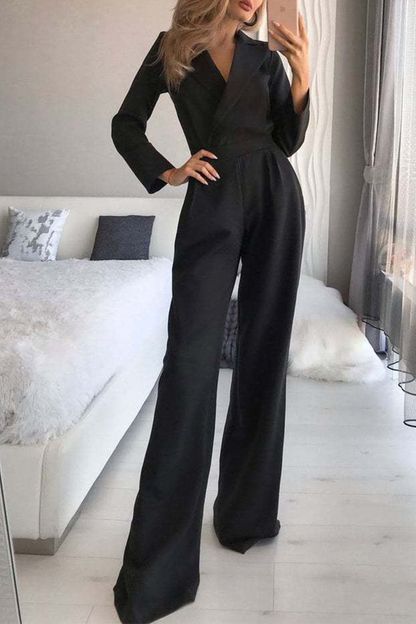 Ravikna Mode Elegante Krage Jumpsuit