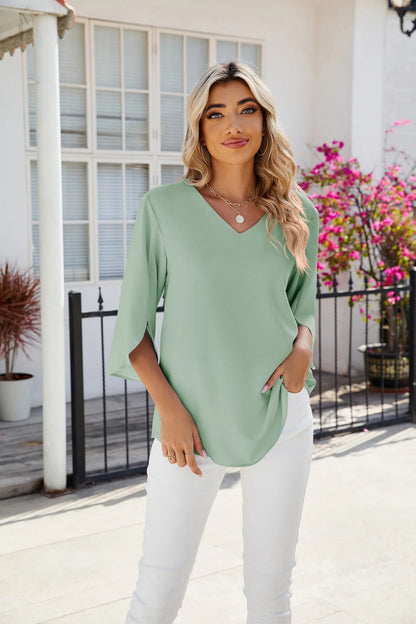 Ciana Elegant V-halsbluse | 1+1 GRATIS