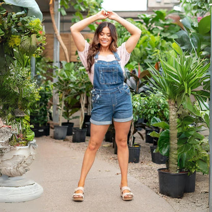 denim jumpsuit med høy midje shorts