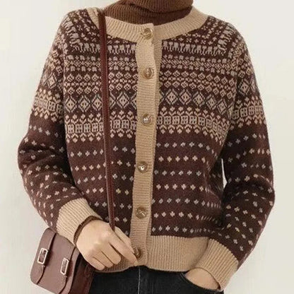 Tradisjonell Fair Isle mønster cardigan i jordfarger