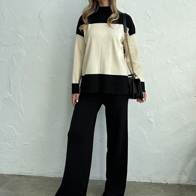 colour block genser med turtleneck