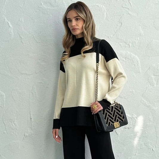 colour block genser med turtleneck