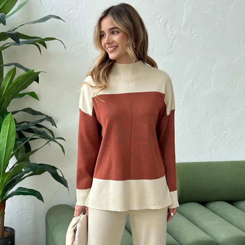 colour block genser med turtleneck