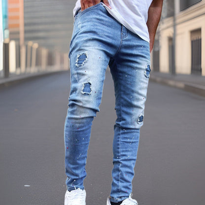 Edgar Premium Torn Splatter Ink Denim