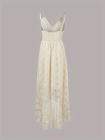 boho-maxi-sommerkleid mit spaghettiträgern und v-ausschnitt