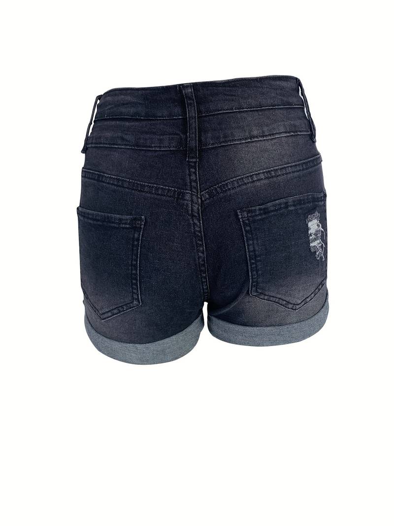 vår/sommer ribbede denimshorts