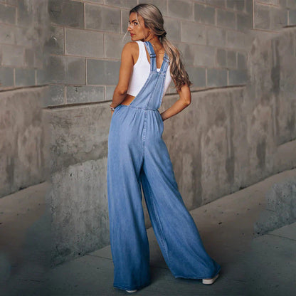 Ravikna | ermeløs trendy denim overall for kvinner