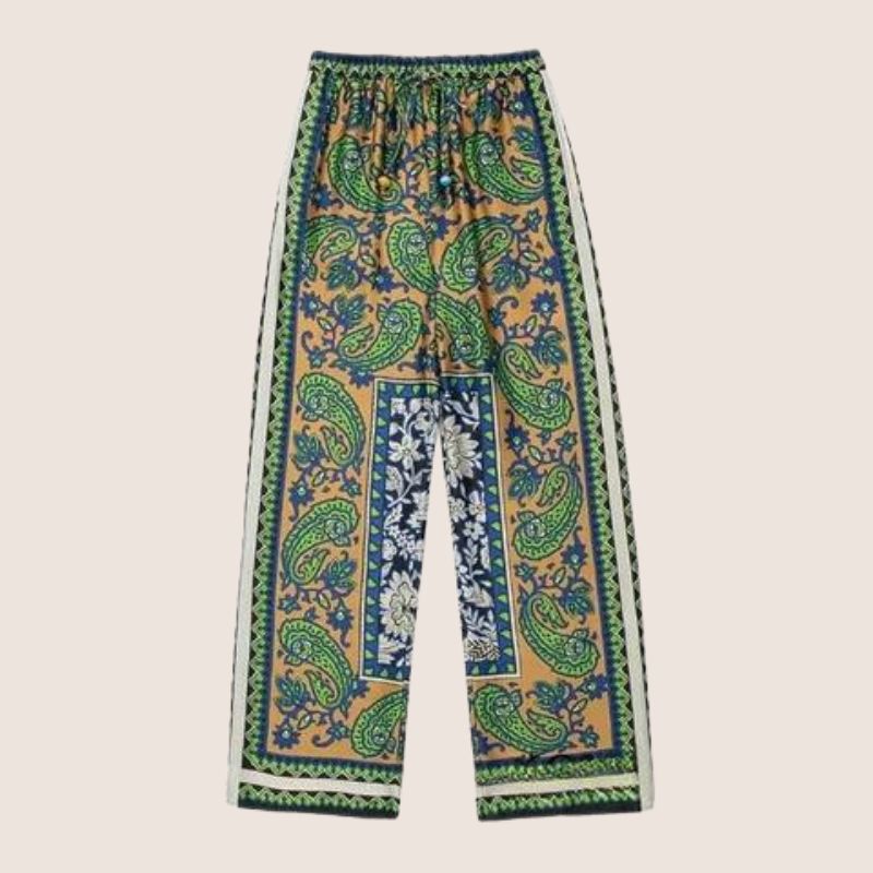 Bohemsk paisley jumpsuit med knytebelte