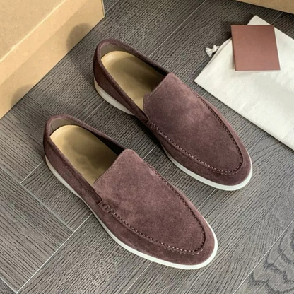 Casual loafers i semsket skinn for menn