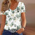 Blad Print Casual T-Skjorte