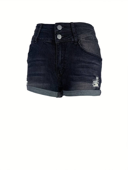 vår/sommer ribbede denimshorts