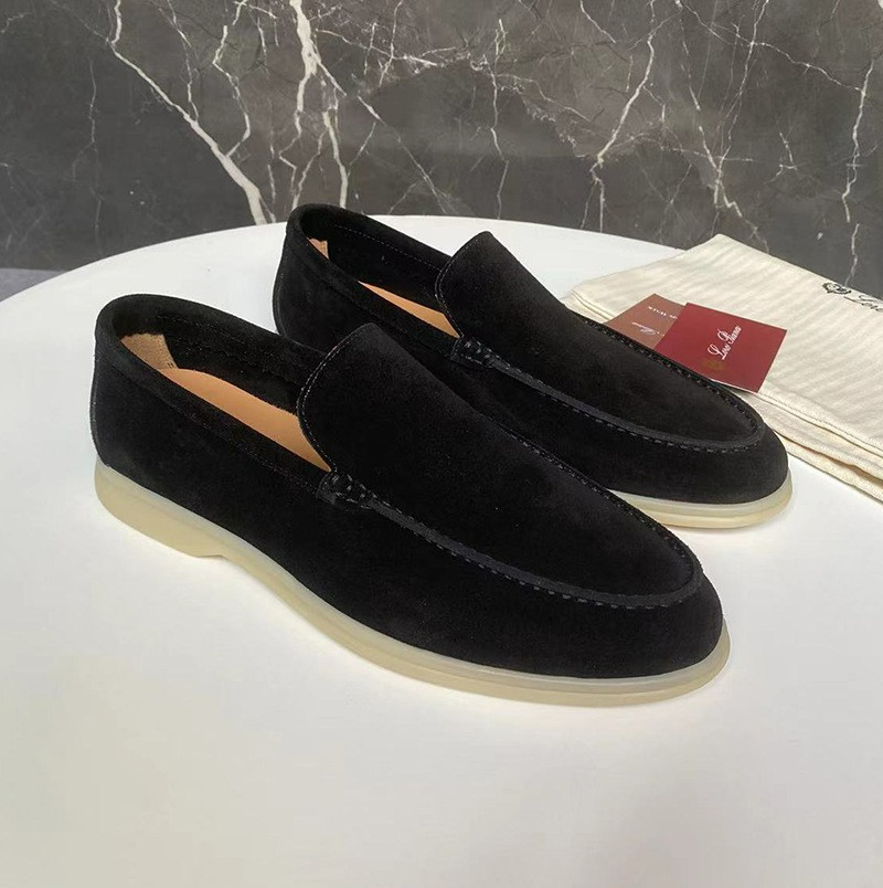 Casual loafers i semsket skinn for menn