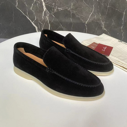 Casual loafers i semsket skinn for menn