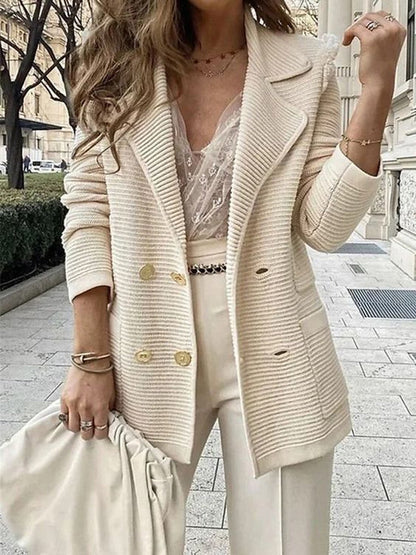 Einfarbige Strickjacke mit langen Ärmeln