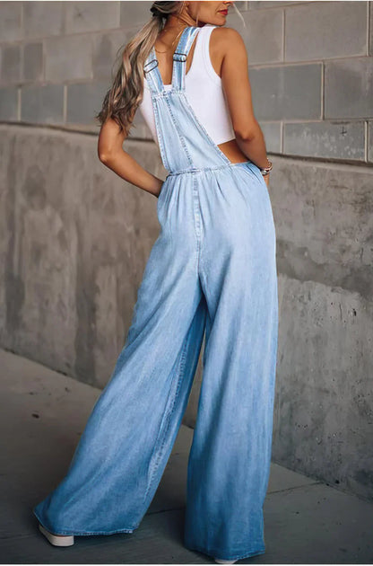 Ravikna | ermeløs trendy denim overall for kvinner