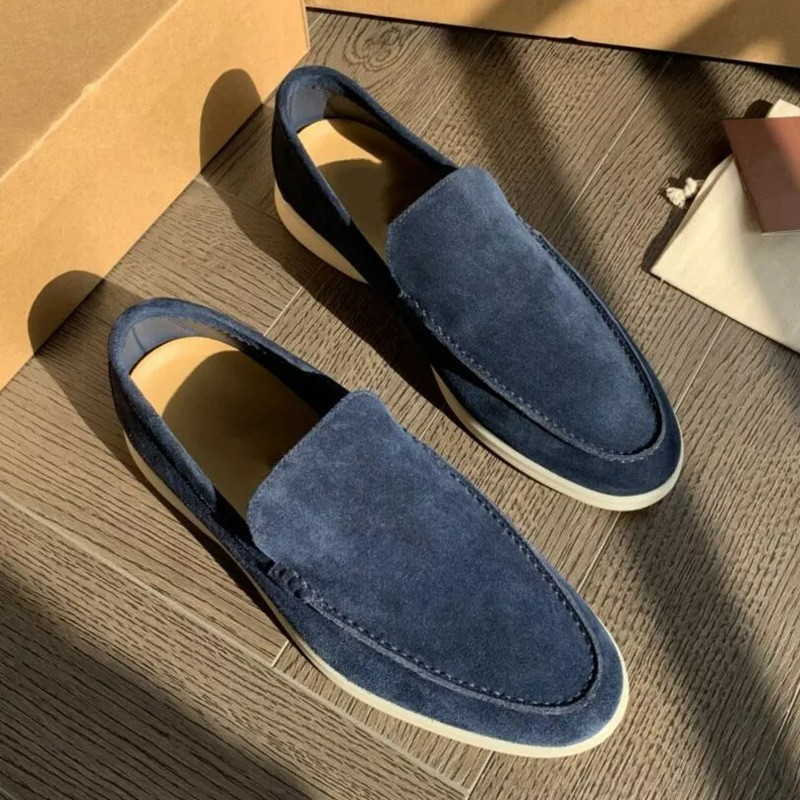 Casual loafers i semsket skinn for menn