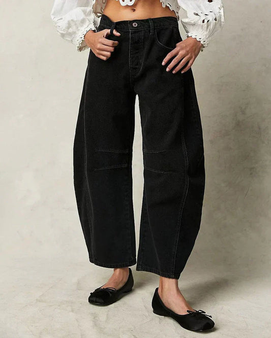 mid rise barrel jeans for kvinner