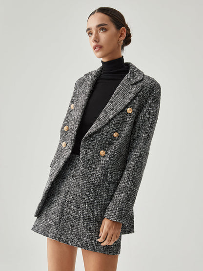 Blazer med knappedetaljer i tweed