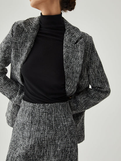 Blazer med knappedetaljer i tweed