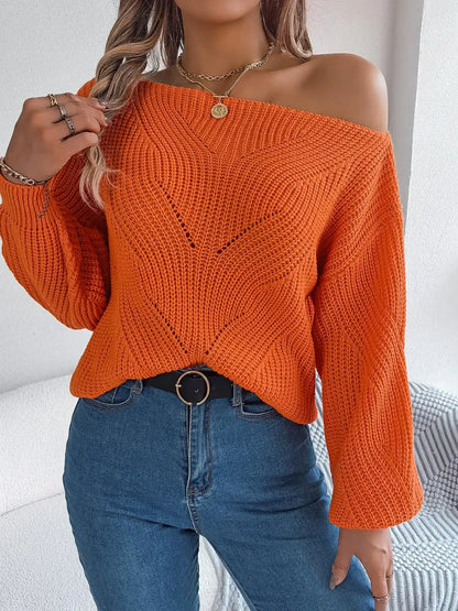 Strikket genser med off-shoulder