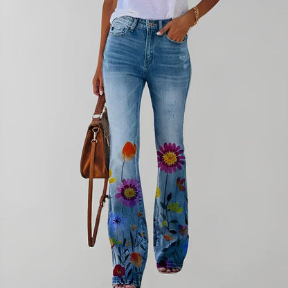 Ravikna | rette jeans med blomsterprint