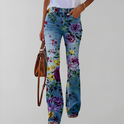 Ravikna | rette jeans med blomsterprint