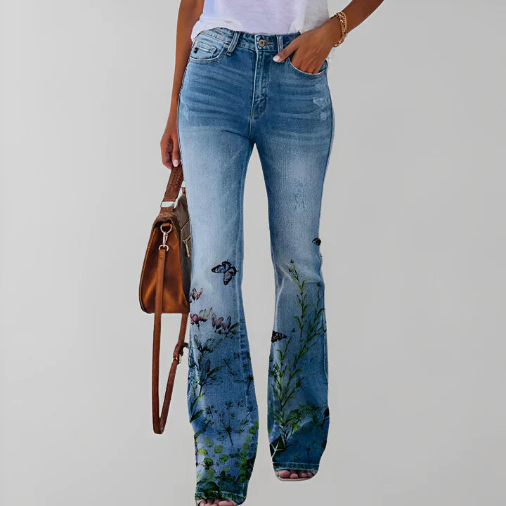 Ravikna | rette jeans med blomsterprint