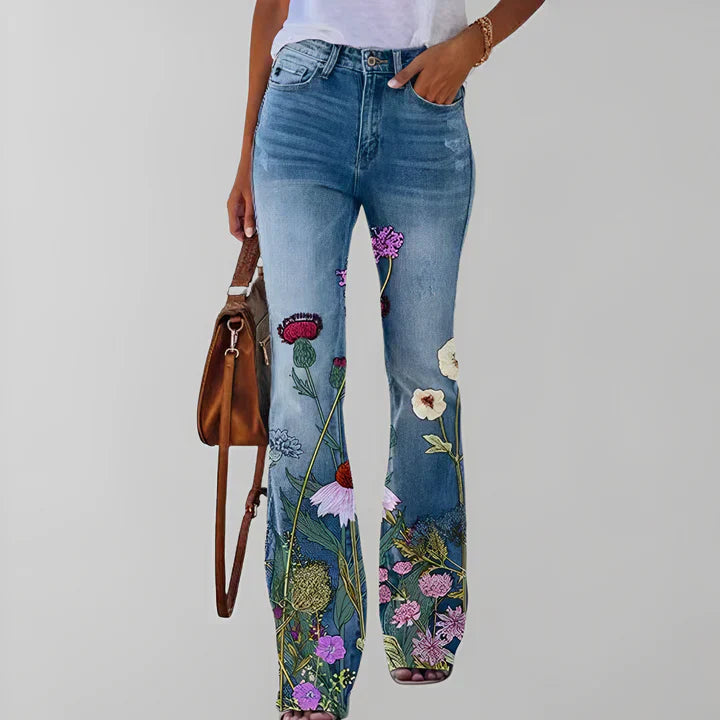 Ravikna | rette jeans med blomsterprint