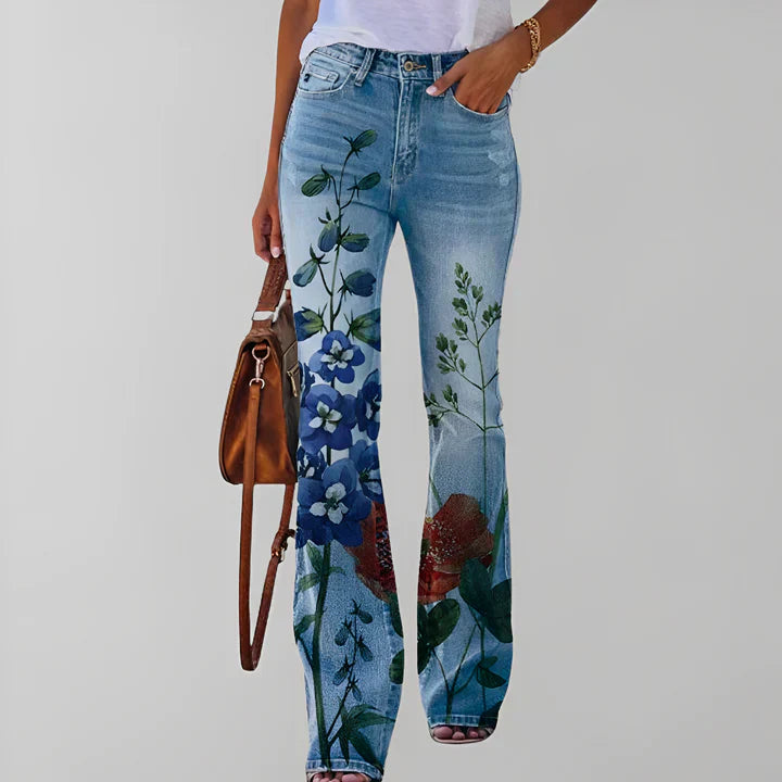 Ravikna | rette jeans med blomsterprint