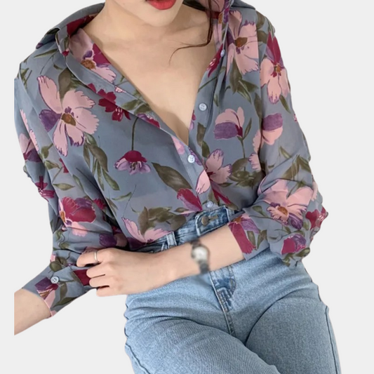 Blomstret bluse for kvinner