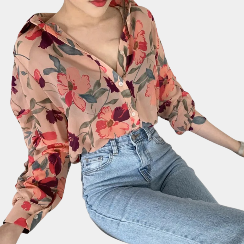 Blomstret bluse for kvinner