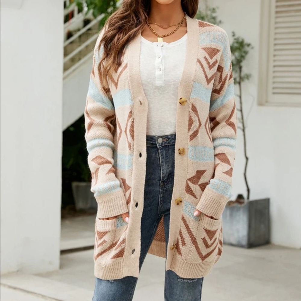 Trendy rutete dame cardigan