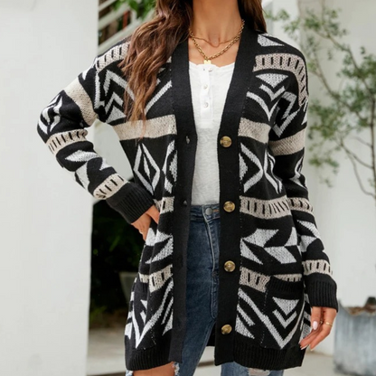 Trendy rutete dame cardigan