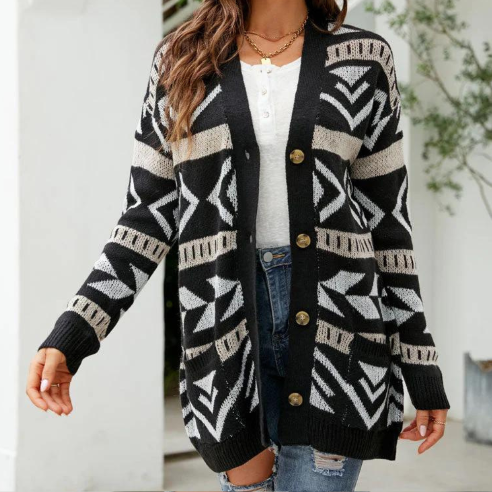 Trendy rutete dame cardigan