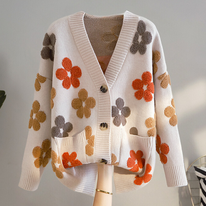 Stilig blomstret cardigan for kvinner