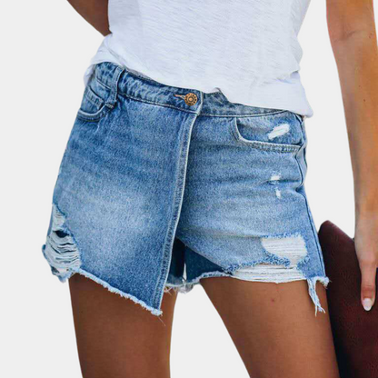 Kvinners trendy slitte shorts