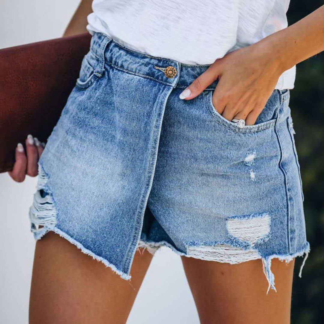 Kvinners trendy slitte shorts