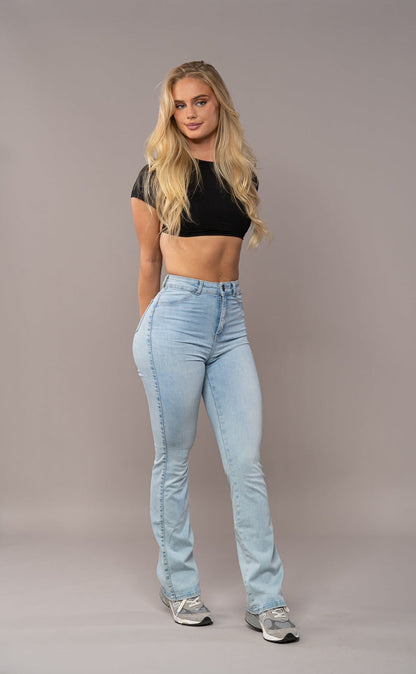 damen flared jeans im vintage-blau