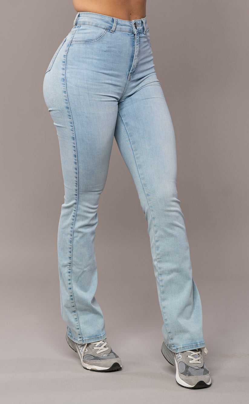 damen flared jeans im vintage-blau