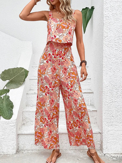 Blomstrete jumpsuit med vide ben