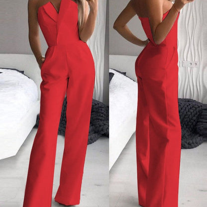 Ravikna Rød ermeløs Jumpsuit