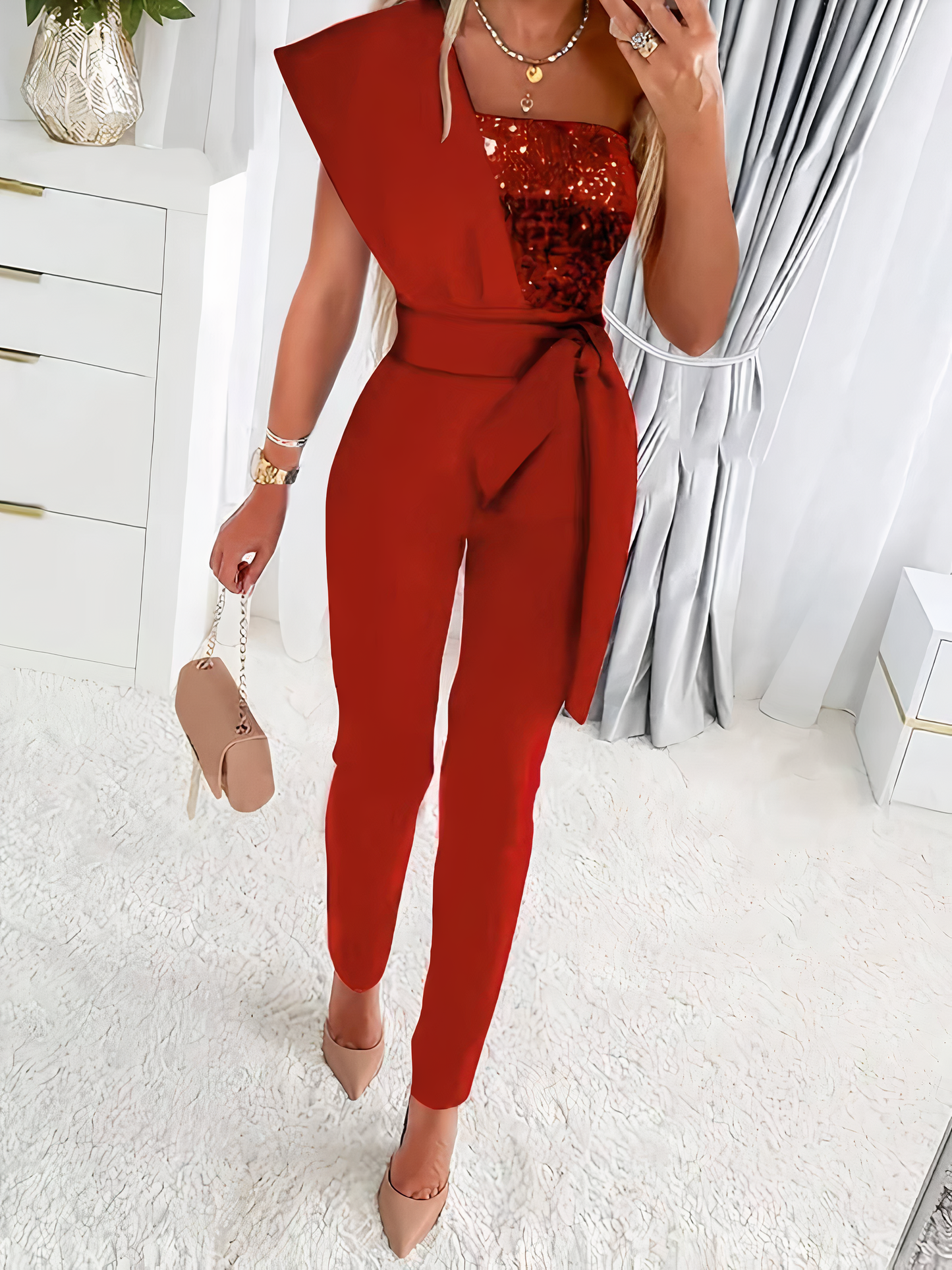 Bodycon jumpsuit med glitter