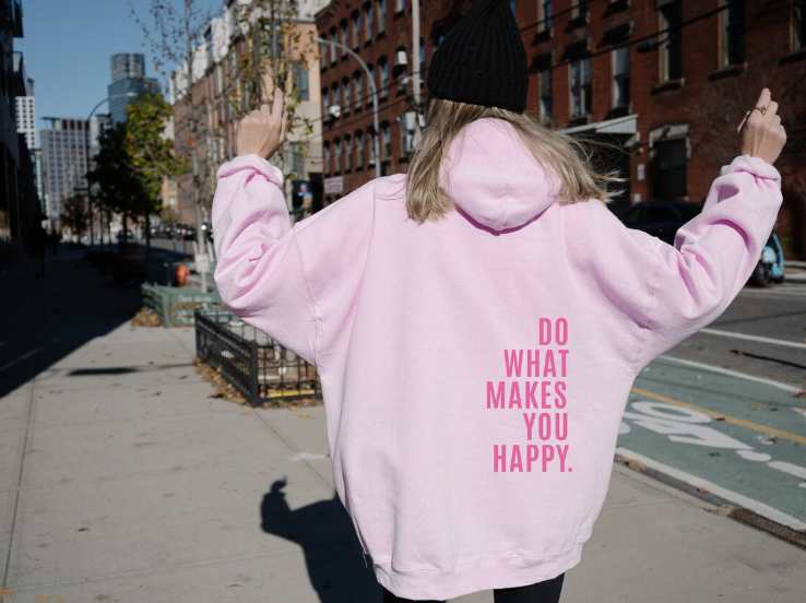 Ravikna | What Makes You Happy - Boktrykk - Casual Sweatshirt med Hette