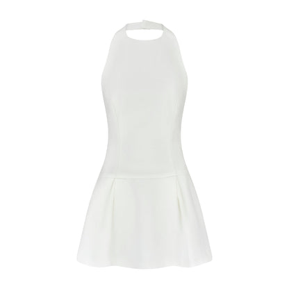 The ultimate muse white mini dress with drop hem