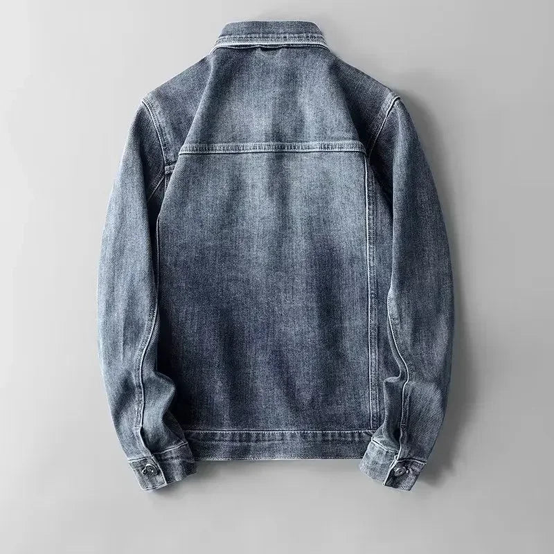 Denim jeansjakke med knappelukking